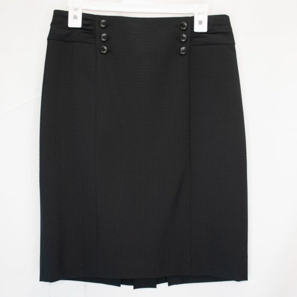 Classiques Entier Wool Blend Pencil Skirt Womens 6 Black Back Pleated Work BB04X - Picture 1 of 6